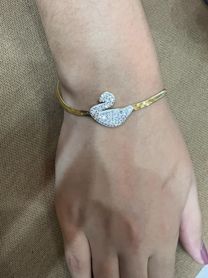 Gold Snake Design Swan Duck Bracelet