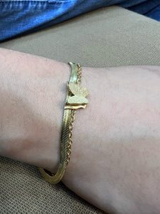 MULTI BUTTERFLY BRACELET WITH DOUBLE CHAIN