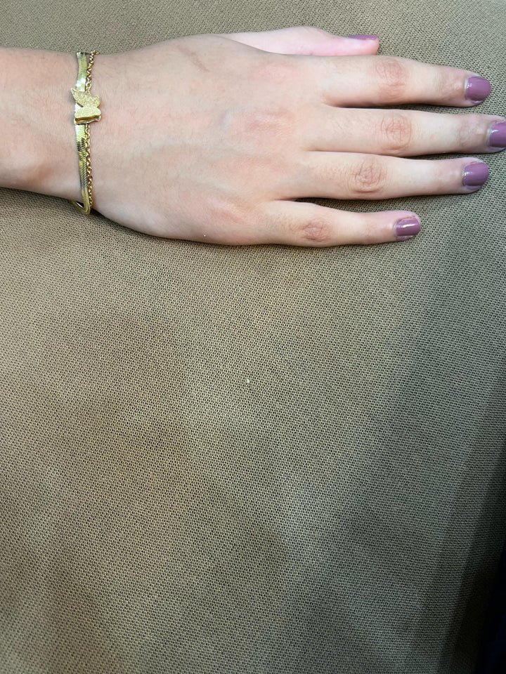MULTI BUTTERFLY BRACELET WITH DOUBLE CHAIN