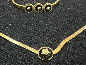 Gold Necklace Bracelet Kara Set, Gorgeous Pendant Bracelet Set, Ladies Fashion Jewelry Set.