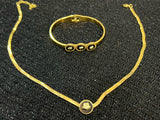 Gold Necklace Bracelet Kara Set, Gorgeous Pendant Bracelet Set, Ladies Fashion Jewelry Set.