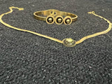 Gold Necklace Bracelet Kara Set, Gorgeous Pendant Bracelet Set, Ladies Fashion Jewelry Set.