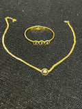 Gold Necklace Bracelet Kara Set, Gorgeous Pendant Bracelet Set, Ladies Fashion Jewelry Set.