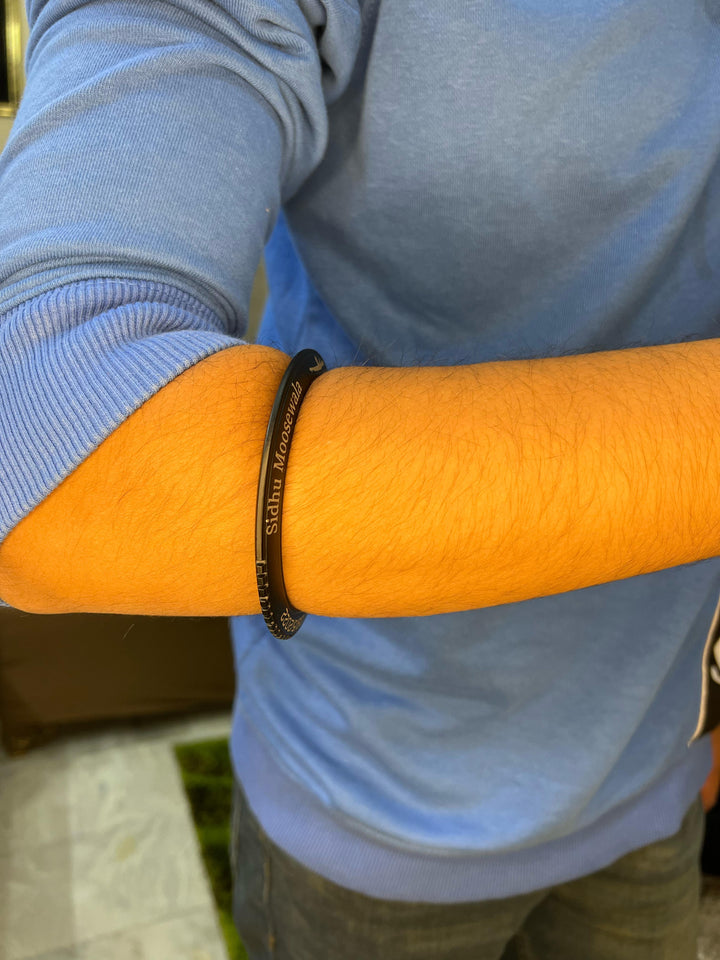 Sidhu Moose Wala Men"s Bracelet Latest Design Black Punjabi Kara for Men Sidhu Moose Wala Black Punjabi Sikh Kara Bracelet Latest Design Premium Quality Bracelet For Men And Boy